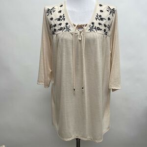Karen Brooks Women's Top Size‎ 3X Beige Black Floral NWT